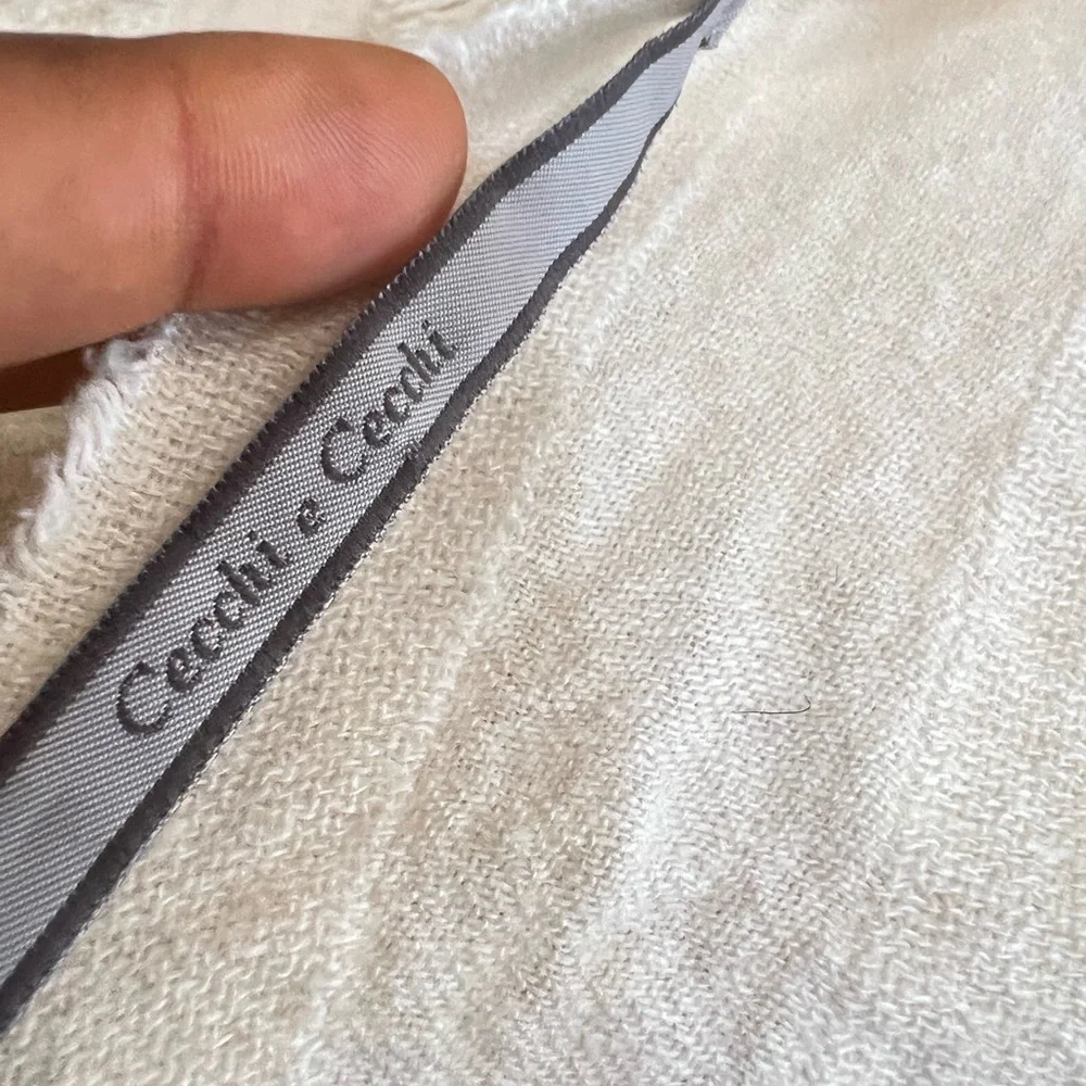 Cecchi & Cecchi cream textured cotton Throw Blanket warm cozy decorations 54x56